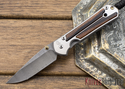 Chris Reeve Knives: Small Sebenza 21 - Macassar Ebony Inlay - Ladder Damascus - 021322