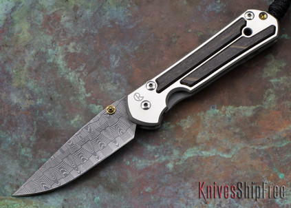 Chris Reeve Knives: Small Sebenza 21 - Bog Oak Inlay - Basketweave Damascus - 022306
