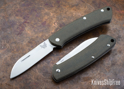 Benchmade Knives: 319 Proper - Slipjoint - Green Canvas Micarta