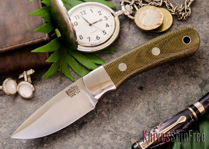 Bark River Knives: Essential - CPM-154 - Green Canvas Micarta - Red Liners