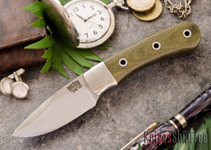 Bark River Knives: Essential - CPM-154 - Green Canvas Micarta - Hollow Pins