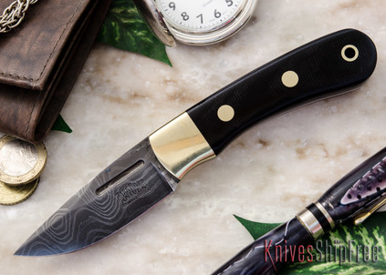 Bark River Knives: Essential - Damascus - Black Canvas Micarta
