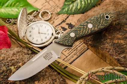 Bark River Knives: Adventurer - Elmax - Green Herringbone Micarta - Natural Liners