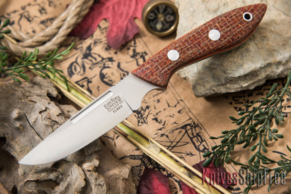Bark River Knives: Adventurer II - Elmax - Terracotta Burlap Micarta - Orange & Natural Liners