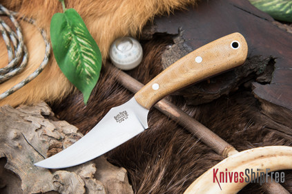 Bark River Knives: Fingerling - CPM 3V - Natural Canvas Micarta - Red Liners