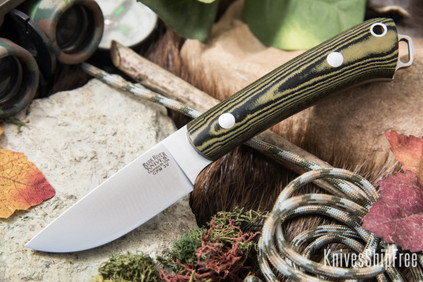 Bark River Knives: Mini Fox River - CPM 3V - Black & Green Linen Micarta