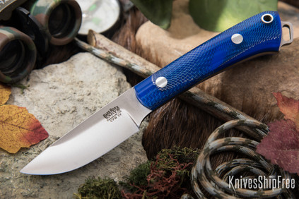 Bark River Knives: Mini Fox River - CPM 3V - Blue Cyclone Mesh - Blue Liners