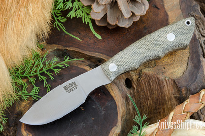 Bark River Knives: Mini Canadian - CPM 3V - Green Canvas Micarta - Matte