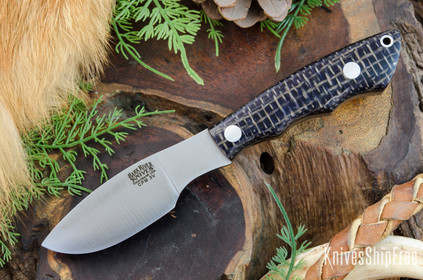 Bark River Knives: Mini Canadian - CPM 3V - Midnite Burlap Micarta - Natural Liners