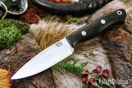 Bark River Knives: Mini Aurora - CPM 154 - Black Canvas Micarta - Red Liners