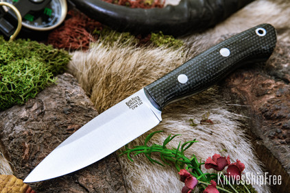 Bark River Knives: Mini Aurora - CPM 154 - Duskdog Canvas Micarta - Green Liners