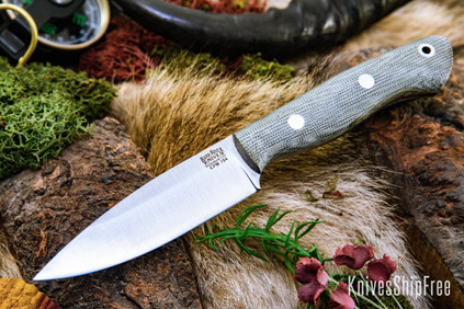 Bark River Knives: Mini Aurora - CPM 154 - Green Canvas Micarta - Matte