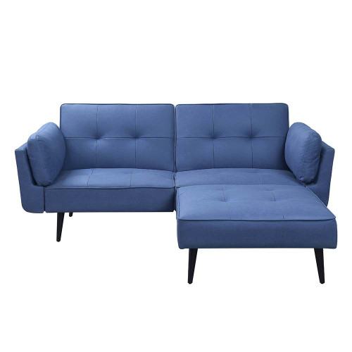 Adjustable Sofa & Ottoman, Blue Fabric