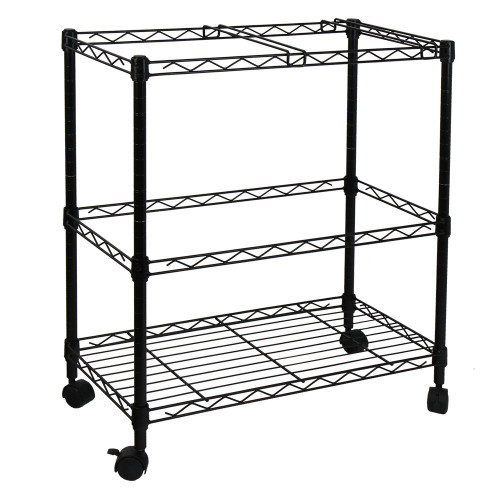 Oceanstar Portable 2-Tier Metal Rolling File Cart, Black