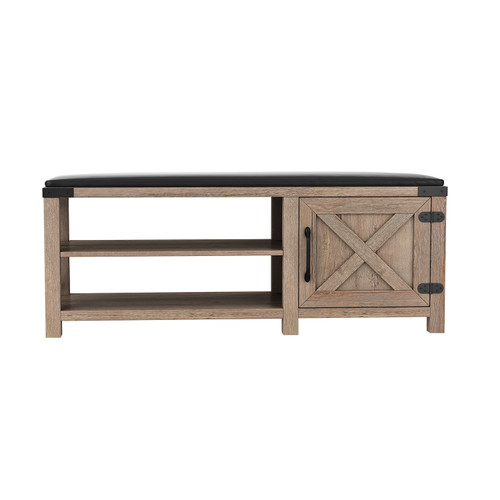 WESOME Modern Farmhouse Tobacco Wood Shoes Bench 