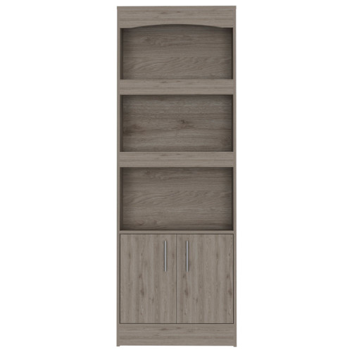 Durango Bookcase; Three Shelves; Double Door Cabinet