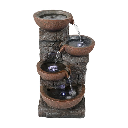 15.7inches Indoor Fountain Cascading Fountain with Led Lights and Pump