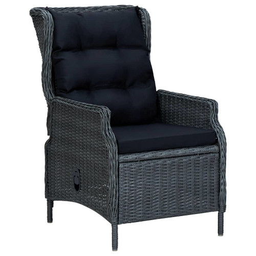 Reclining Patio Chair with Cushions Poly Rattan Dark Gray