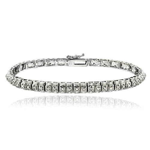 Silver Tone 1/2 Ct Diamond Studded Tennis Bracelet