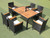 7 piece Outdoor Patio Wicker Dining Sets Patio Wicker Furniture Dining Sets/Acacia Wood Top