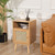Nightstand with Natural Rattan Door Rattan Drawer, Wooden Bedside Table End Table for Living Room and Bedroom