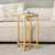 16" Sintered Stone Sofa Side Table End Table Gold With Metal Frame with Carrara White Color Top