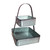 2 Tier Square Galvanized Metal Corrugated Tray with Arched Handle; Gray