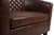 Accent Barrel chair living room chair with nailheads and solid wood legs Brown pu leather