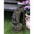 23.5inches Outdoor Water Fountain with LED Light - Modern Curved Indoor-Outdoor Waterfall Fountain 