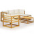 6 Piece Patio Lounge Set with Cushion Cream Solid Acacia Wood