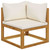 6 Piece Patio Lounge Set with Cushion Cream Solid Acacia Wood