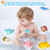 Toddlers Bath Toy, Manual Wind-Up Crab & Turtle Baby Bathtub Toys, Cute turtles, ducks and dolphins,Birthday for 2 3 4 5 6 Years Old,6Pcs +1 Organizer