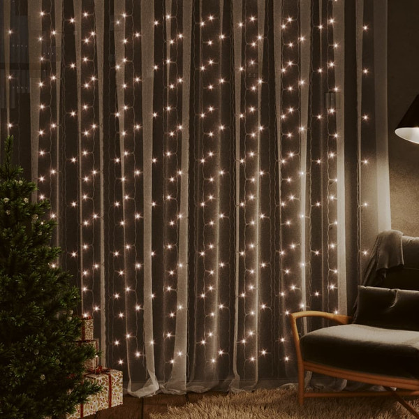 LED Curtain Fairy Lights 9.8'x9.8' 300 LED Warm White 8 Function