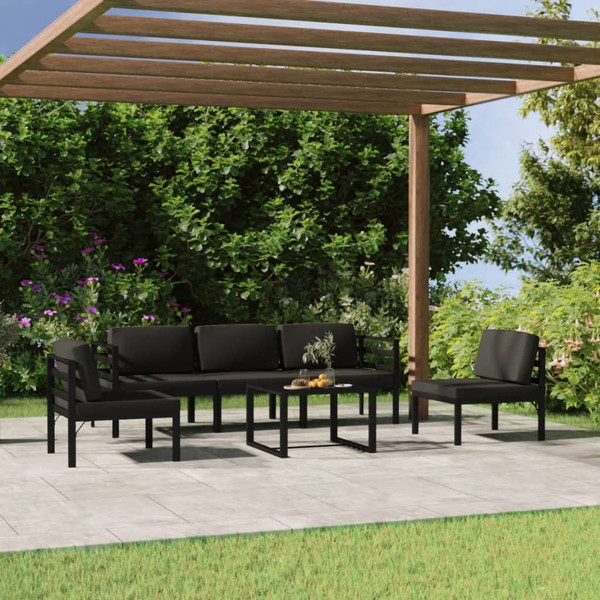 6 Piece Patio Lounge Set with Cushions Aluminum Anthracite