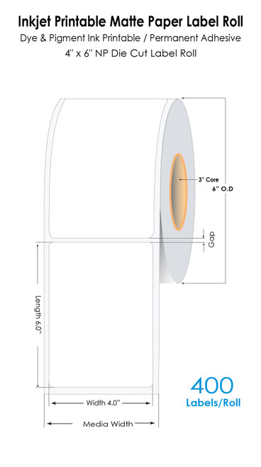 C6500 4" x 6" NP Matte Paper Label 400/Roll