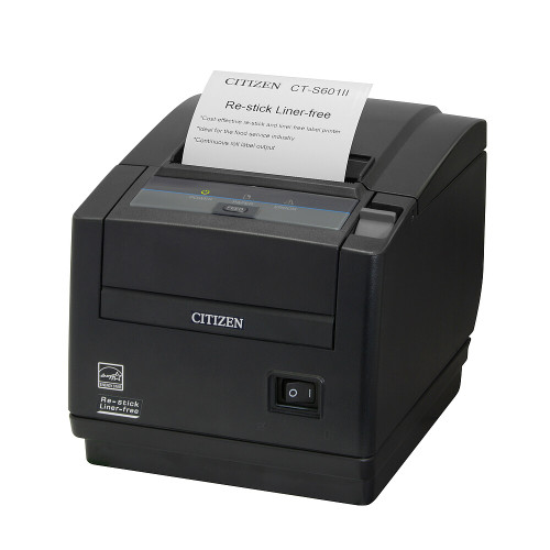 Citizen CT-S601IIS3ETUBKR POS Printer | Thermal POS, Top Exit, Re-stick Linerless, LAN(XML)-ETH, BK