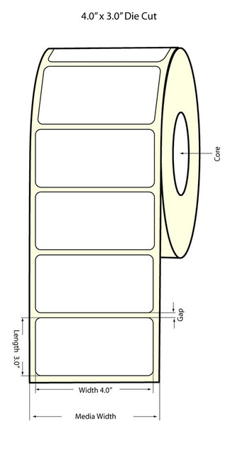 TM-C7500 4"x3" NP Matte Paper Labels 1800/Roll 3" Core/8"OD