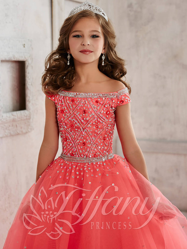 Off The Shoulder Girls Pageant Gown Tiffany Princess 13458