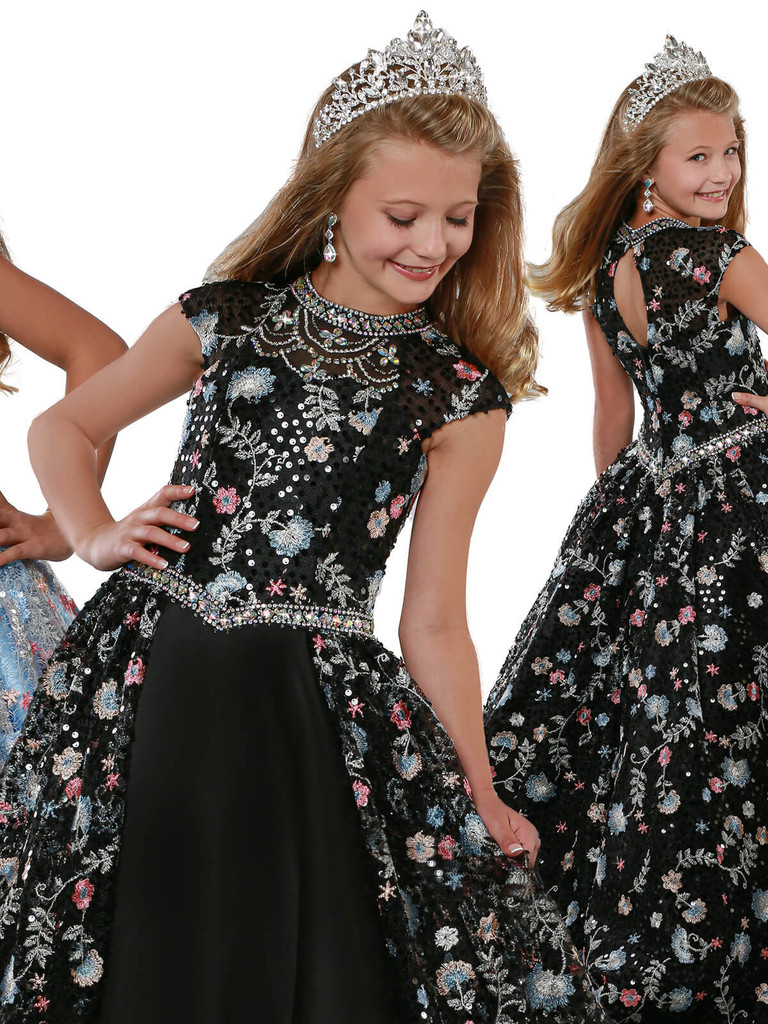 High Neckline Pageant Dress Ritzee Girls 7917