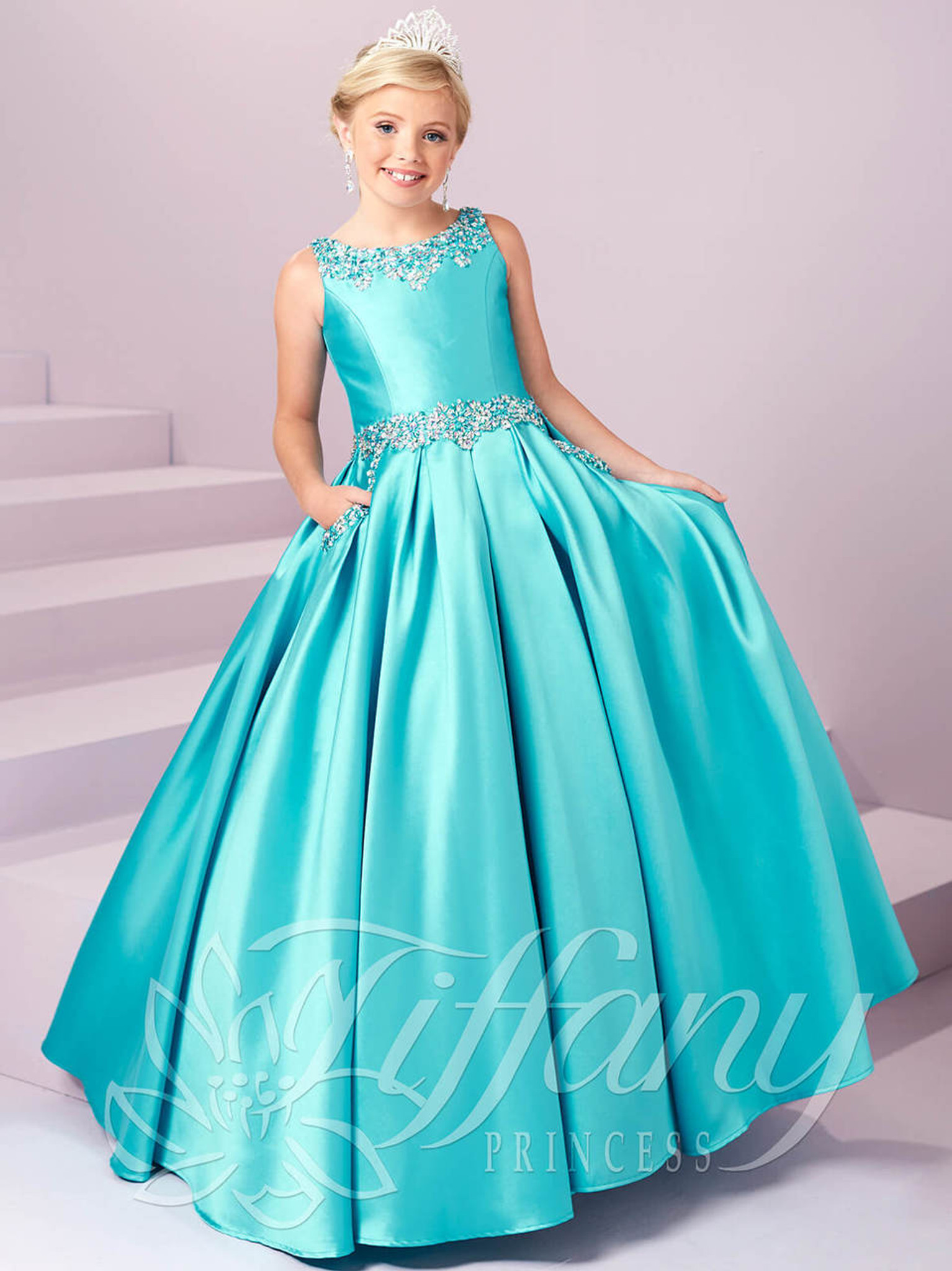 Pocketed Skirt Pageant Dress by Tiffany Princess 13485