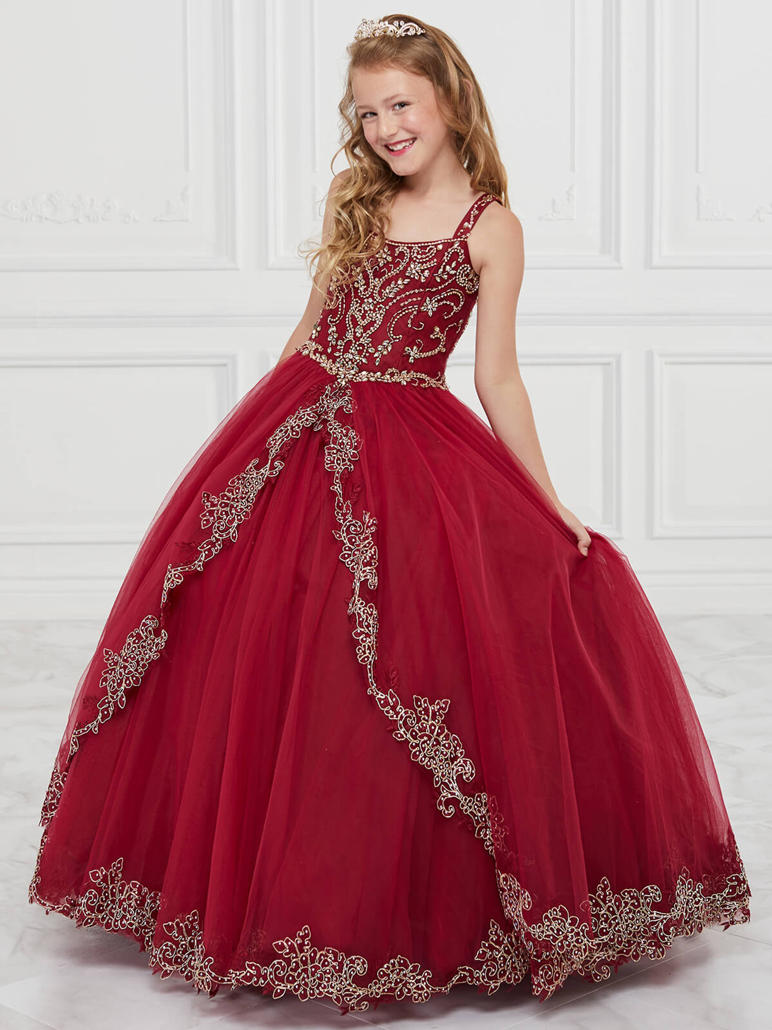 Tulle Neckline Tiffany Princess 13600 Pageant Dress PageantDesigns