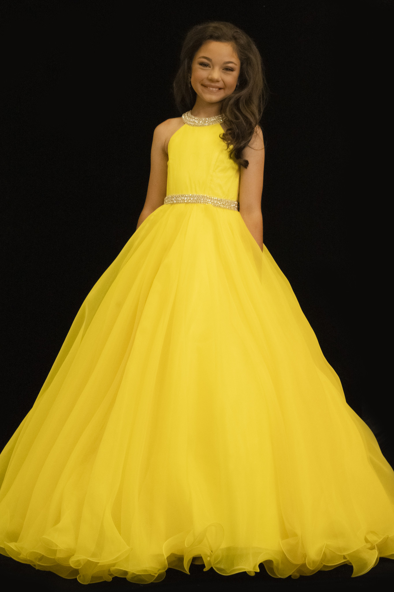 High Neckline Ball Gown Sugar Kayne C114 Pageant Dress - PageantDesigns.com