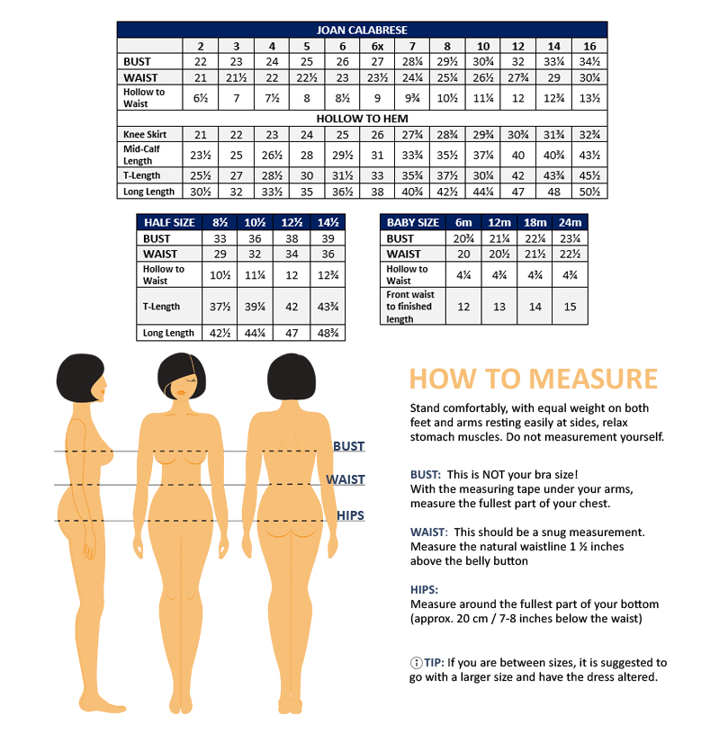 Joan Calabrese Size Chart