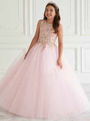 open lace back dress Tiffany Princess 13786 Size 6 Pink Girls Pageant Dress Crystal Bodice Ballgown A Line High Neck Formal