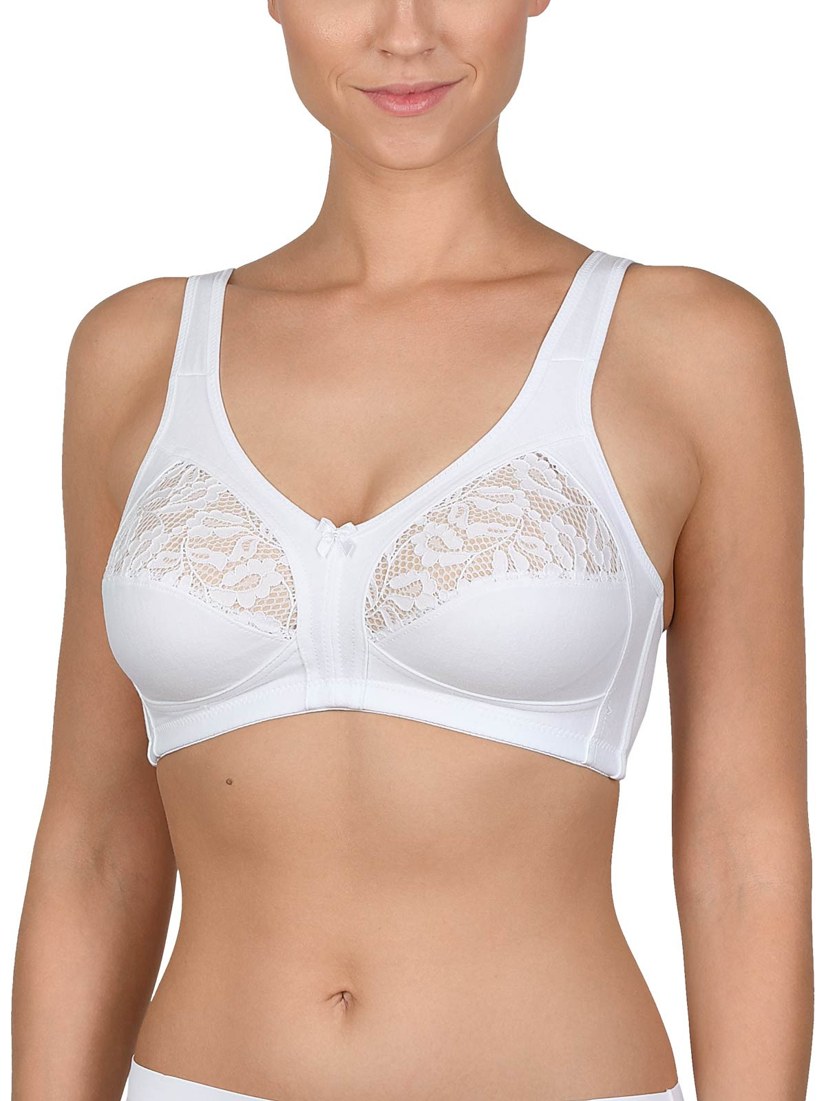 Naturana Cotton Wirefree Bra With Lace Overlay.