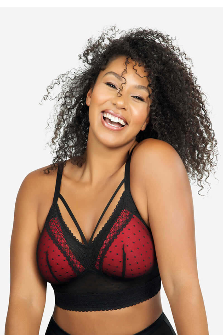 Parfait Mia Dot Wire-Free Padded Mesh Bralette (P6011),40E