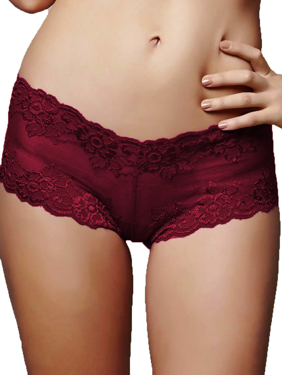 7091 Montelle Cheeky Low-rise Sheer Lace Boyshort