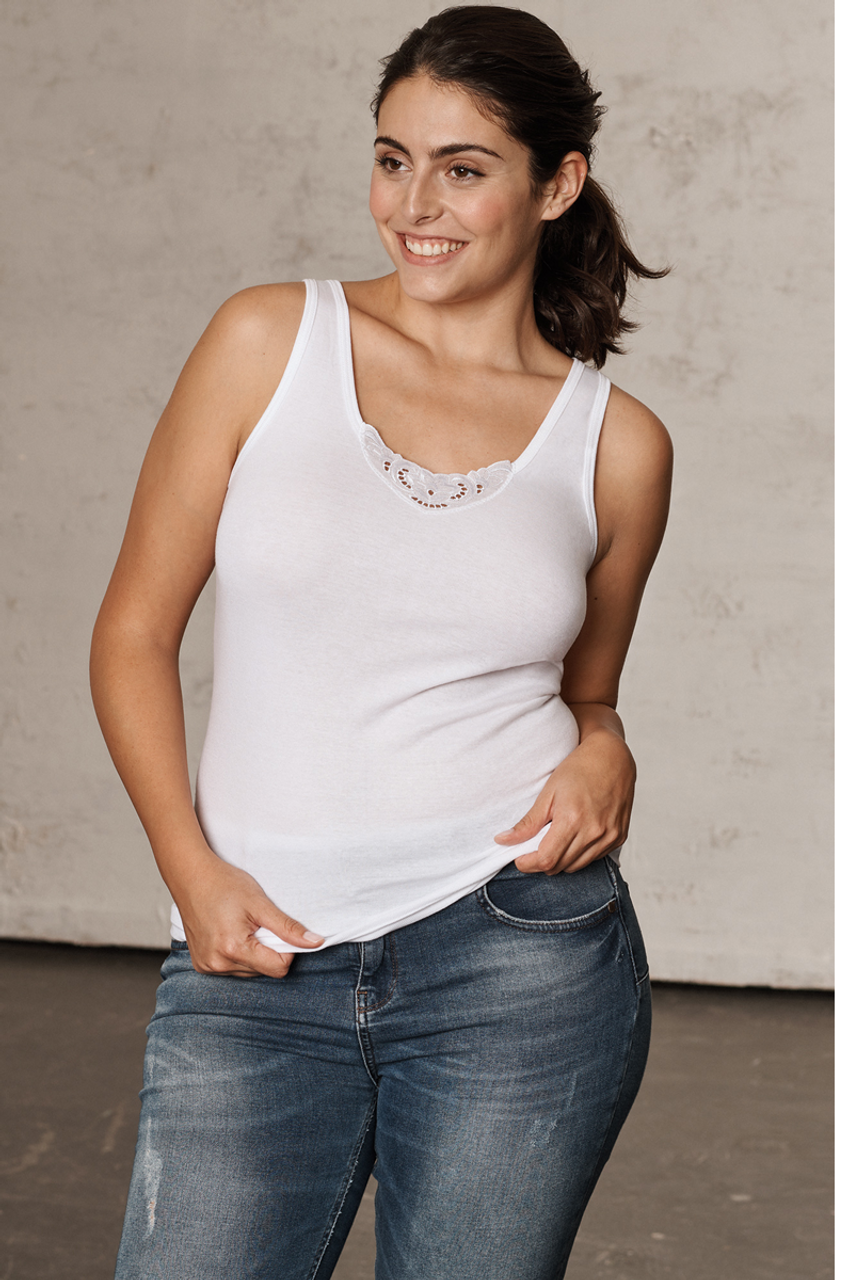 100% Cotton Camisole With Lace 2 Pack (S-5xl) By Naturana 802530