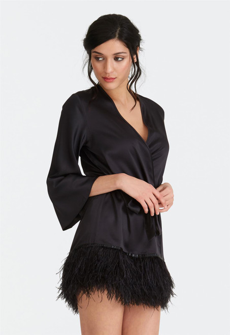 Rya Collection Charmeuse Swan  Cover Up with Ostrich Feathers 394