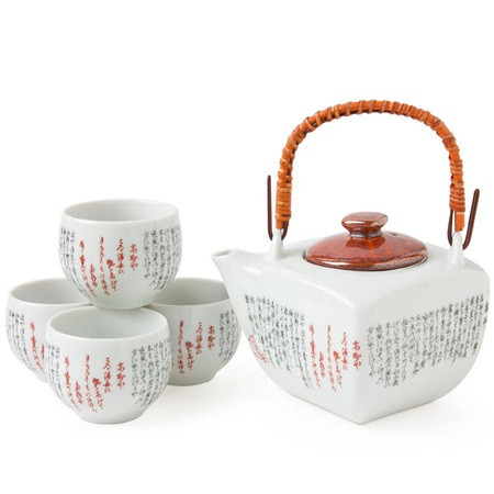 White Calligraphy Tea Set